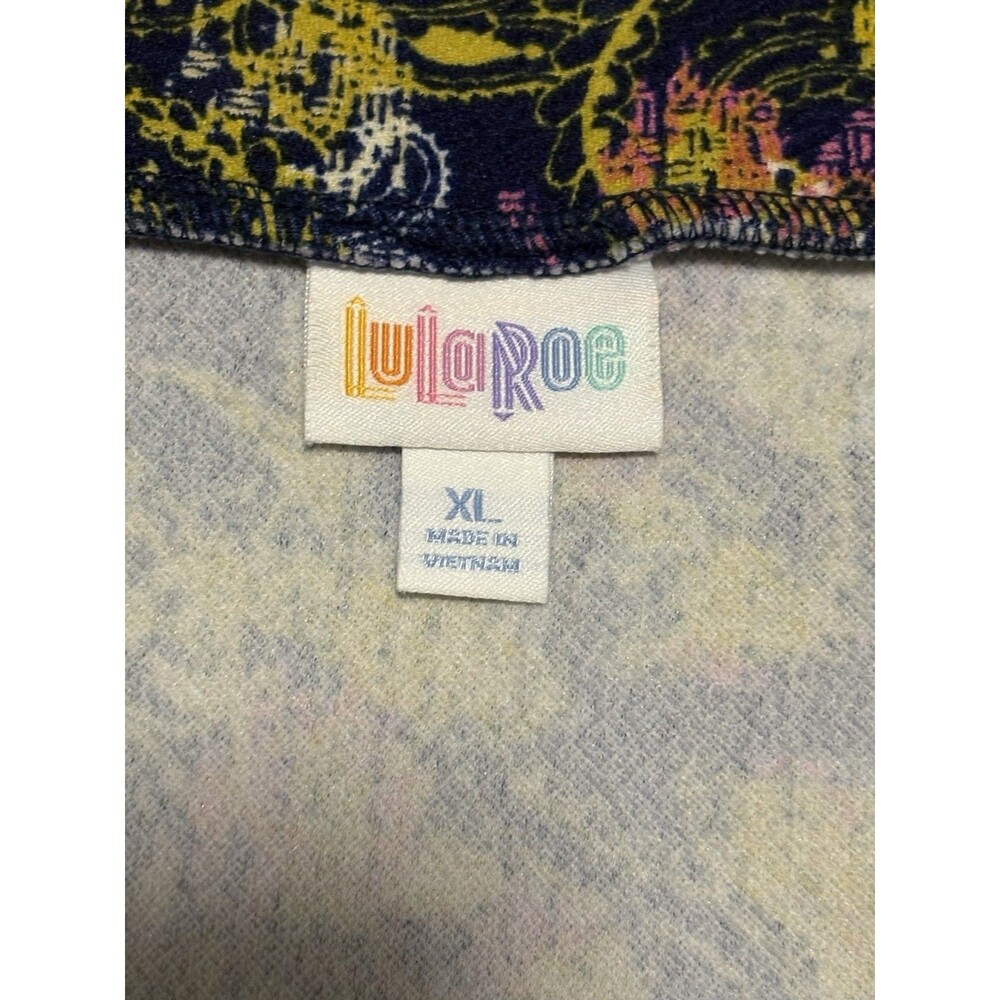 Lularoe Cassie Pencil Skirt Woman’s Size XL Blue Yellow Pink Paisley Abstract - Picture 4 of 7